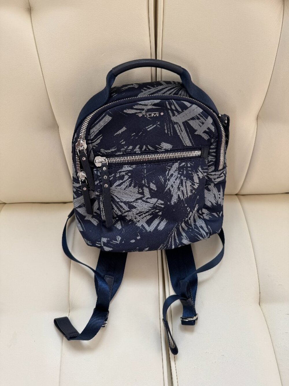 Tumi small Whitney backpack abstract navy blue gray travel mini limited edition